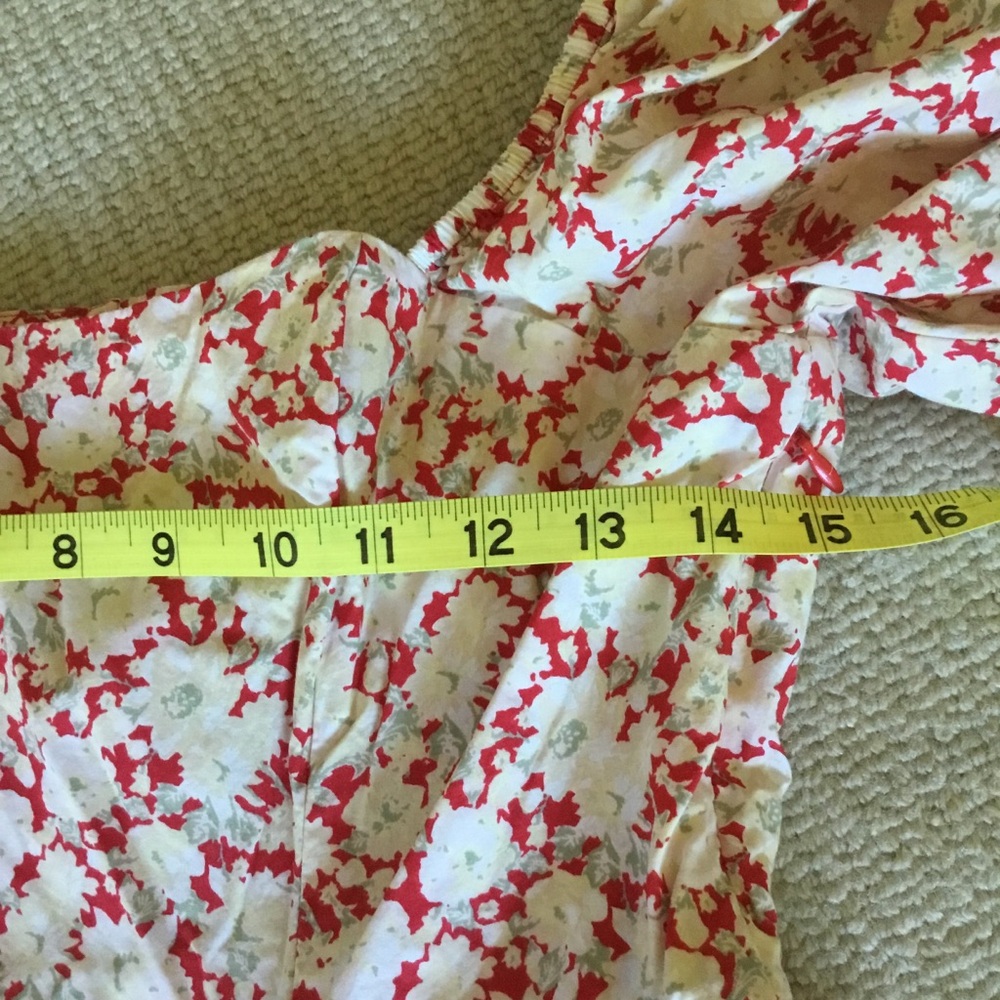 Free People She’s A Dream Red & Cream Floral Midi Dress - sz 6 - Picture 12 of 14